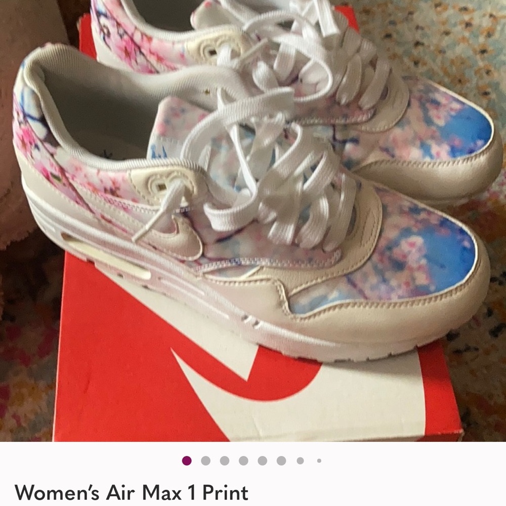 Nike Women's Air Max 1 Print Sneakers - White and Blue